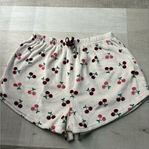 Cherry Print Fleece Shorts